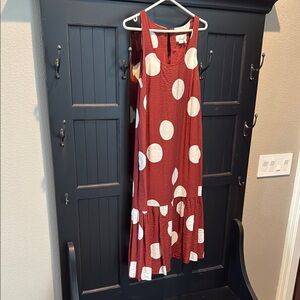 Anthropologie Red and White Ruffled Tiered Maxi Sundress